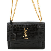 Load image into Gallery viewer, SAINT LAURENT PARIS Sunset ChainShoulder Bag Black442906 Croco embossed leather