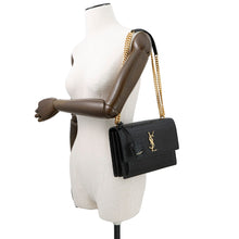 Load image into Gallery viewer, SAINT LAURENT PARIS Sunset ChainShoulder Bag Black442906 Croco embossed leather