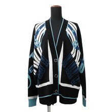 Load image into Gallery viewer, HERMES MORS A JOUETS Horse Bit Knit Cardigan Size 36 Blue/Black Wool 100%