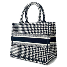 Load image into Gallery viewer, Dior Book Tote Houndstooth Pattern White/Black Canvas Size Small