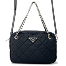 将图像加载到图库查看器中,PRADA 2WAY Logo Quilted Chain Bag Black1BH910 Nylon