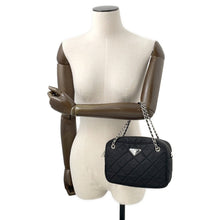 Load image into Gallery viewer, PRADA 2WAY Logo Quilted Chain Bag Black1BH910 Nylon