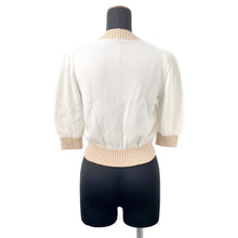 Load image into Gallery viewer, PRADA Cropped Cotton Cardigan Size 36 Beige/WhiteP25I04 Cotton100%