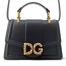 将图像加载到图库查看器中,DOLCE&GABBANA DG Amore 2-way Handbag Black Calf Leather Faux Pearl