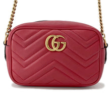 将图像加载到图库查看器中,GUCCI GG Marmont Mini Shoulder Bag Red/Beige448065 Leather Size Mini