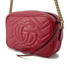 将图像加载到图库查看器中,GUCCI GG Marmont Mini Shoulder Bag Red/Beige448065 Leather Size Mini