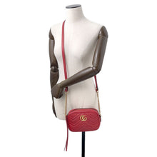 将图像加载到图库查看器中,GUCCI GG Marmont Mini Shoulder Bag Red/Beige448065 Leather Size Mini