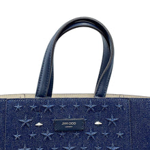 将图像加载到图库查看器中,JIMMY CHOO Lenny North South 2-Way Bag Navy Denim Leather Size S-M