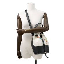 将图像加载到图库查看器中,LOEWE Paula Ibiza Balloon Shoulder White/Black Canvas Leather Size Small