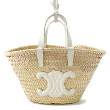 Load image into Gallery viewer, CELINE Teen Triomphe Classic Panier Basket Bag Natural/White194002CGG.25FO Raffia Leather