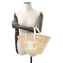 将图像加载到图库查看器中,CELINE Teen Triomphe Classic Panier Basket Bag Natural/White194002CGG.25FO Raffia Leather