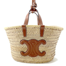 将图像加载到图库查看器中,CELINE Teen Triomphe Classic Panier Basket Bag Tan/Natural194002CGG.25FO Raffia Leather