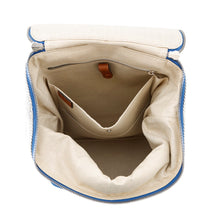 将图像加载到图库查看器中,LOEWE Goya Anagram Backpack Blue/White/Brown335.72.S53 Canvas Leather