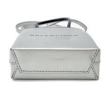 将图像加载到图库查看器中,BALENCIAGA shopping phone holder bag Silver/Black593826 Leather Size Mini