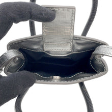 将图像加载到图库查看器中,BALENCIAGA shopping phone holder bag Silver/Black593826 Leather Size Mini