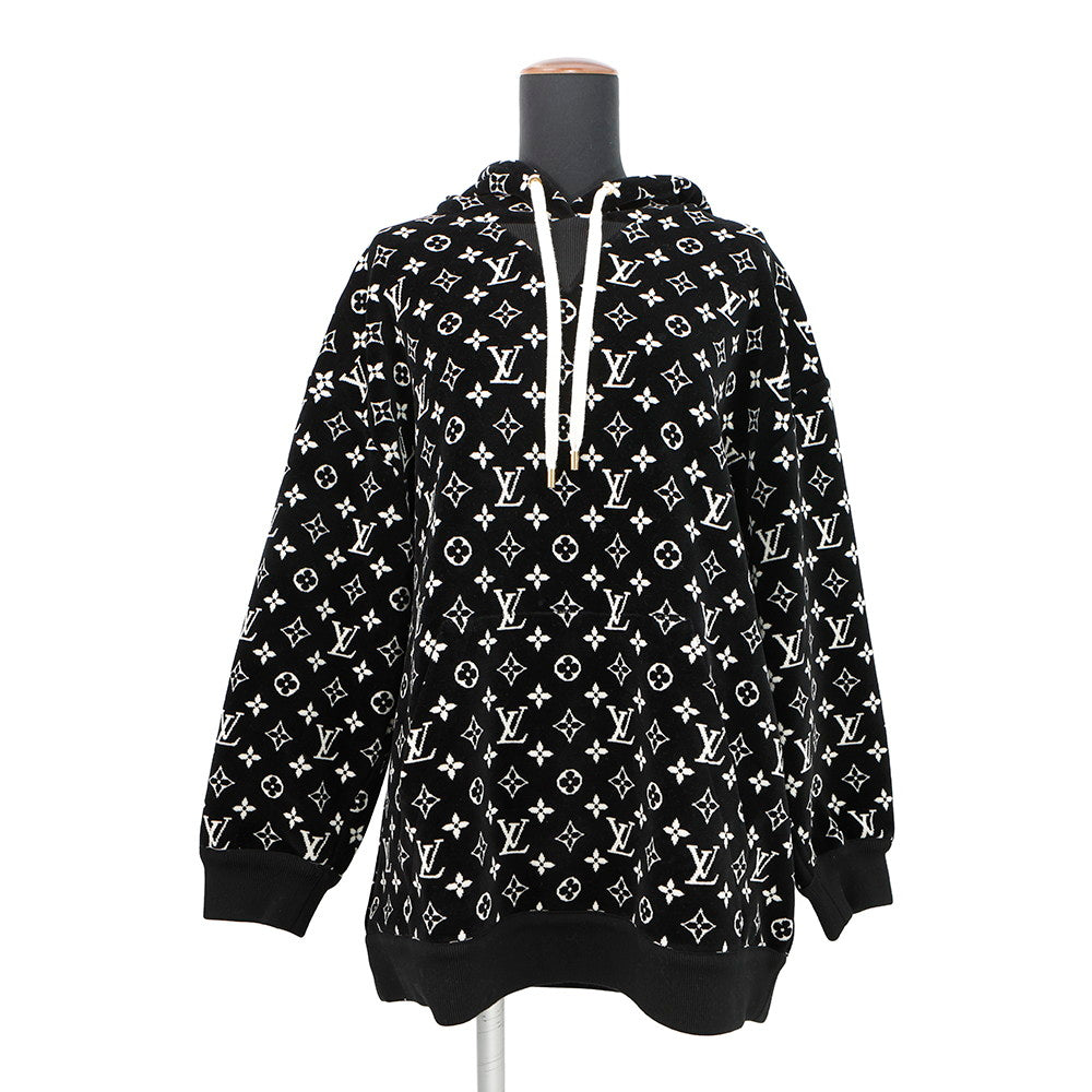 Louis Vuitton ロゴパターン パーカー XL LOUIS VUITTON Monogram Velour Hoodie Size XL Black/WhiteRW231W