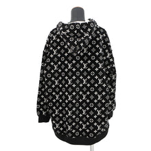Load image into Gallery viewer, LOUIS VUITTON Monogram Velour Hoodie Size XL Black/WhiteRW231W Cotton100%