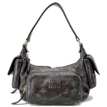 Load image into Gallery viewer, MIUMIU Pocket Bag Dark Brown5BC188 Vintage processed Nappa Leather