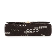 Load image into Gallery viewer, CHANEL Matelasse Double Flap Chain Shoulder COCO Print BlackA01112 Canvas Size 25