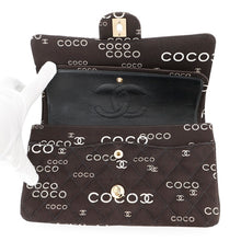 将图像加载到图库查看器中,CHANEL Matelasse Double Flap Chain Shoulder COCO Print BlackA01112 Canvas Size 25