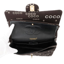 Load image into Gallery viewer, CHANEL Matelasse Double Flap Chain Shoulder COCO Print BlackA01112 Canvas Size 25