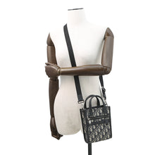 Load image into Gallery viewer, Dior Oblique Jacquard Safari North/South 2-way Tote Bag Navy2ESWS017YKY Canvas Leather Size Mini