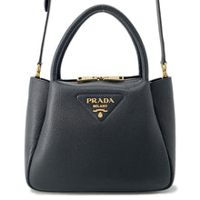 将图像加载到图库查看器中,PRADA Vitello Dino 2WAY Handbag Black1BC145 Leather