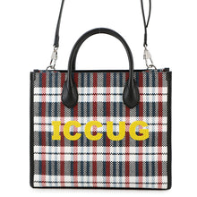 将图像加载到图库查看器中,GUCCI Embroidery Check 2-Way Tote Bag Multicolor/Beige659983 Canvas Leather Size Small