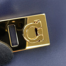 将图像加载到图库查看器中,Ferragamo Shoulder Bag Camera Bag Gancini Midnight Blue216292 Leather