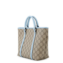 将图像加载到图库查看器中,GUCCI Children's Tote Bag Beige/Light Blue/Brown297557 GG Supreme Leather