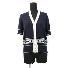 将图像加载到图库查看器中,HERMES Chaine d'Ancre knit cardigan Size 36 Blue・NoirH5E2749DF Cashmere50% Silk50%
