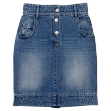将图像加载到图库查看器中,CHANEL Denim CC LogoButton Skirt Size 36 BlueP55976 Cotton100%