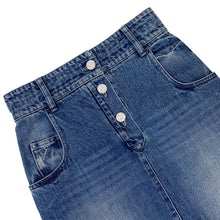 将图像加载到图库查看器中,CHANEL Denim CC LogoButton Skirt Size 36 BlueP55976 Cotton100%