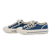 将图像加载到图库查看器中,JIMMY CHOO FENIX Sneakers Blue/Ivory Canvas Rubber Size 35