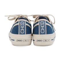 将图像加载到图库查看器中,JIMMY CHOO FENIX Sneakers Blue/Ivory Canvas Rubber Size 35