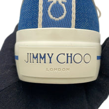 将图像加载到图库查看器中,JIMMY CHOO FENIX Sneakers Blue/Ivory Canvas Rubber Size 35