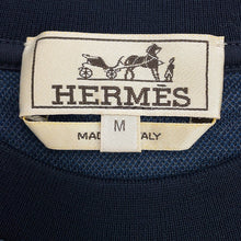 Load image into Gallery viewer, HERMES Dance of Horses Light Horse Print Pique Short Sleeve T-Shirt Size M Navy Cotton100%