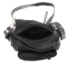 将图像加载到图库查看器中,PRADA Studded Shoulder Bag Black/White1BD118 Nylon Leather