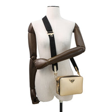 将图像加载到图库查看器中,PRADA Triangle Logo Brique Shoulder Bag Gold2VH070 Saffiano LeatherLeather