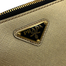 将图像加载到图库查看器中,PRADA Triangle Logo Brique Shoulder Bag Gold2VH070 Saffiano LeatherLeather