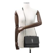 将图像加载到图库查看器中,SAINT LAURENT PARIS Sunset Chain Bag Black442906 Leather Size Medium