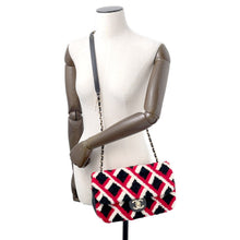 将图像加载到图库查看器中,CHANEL Matelasse ChainShoulder Bag Black/White/Red Mouton Lambskin