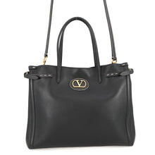 将图像加载到图库查看器中,Valentino Garavani Antibes Medium Tote Black6Y2B0D16RBN Calf Leather Size Medium