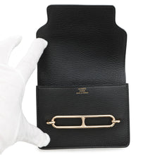 将图像加载到图库查看器中,HERMES Roulis Slim Wallet Black Chevre Myzore Goatskin