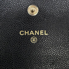 将图像加载到图库查看器中,CHANEL CC Logo Matelasse Chain Wallet Black Caviar Leather/Faux Pearl