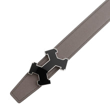 将图像加载到图库查看器中,HERMES Street H Belt Size 95 Etain/Gris Pale Epsom