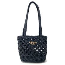 将图像加载到图库查看器中,PRADA Crochet Tote Bag Black1BG494 Straw