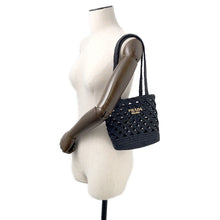 将图像加载到图库查看器中,PRADA Crochet Tote Bag Black1BG494 Straw