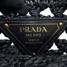 将图像加载到图库查看器中,PRADA Crochet Tote Bag Black1BG494 Straw