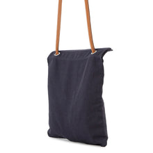 Load image into Gallery viewer, HERMES Sack Aline Blue Indigo/Gold Toile Chevrons Barenia Leather Size MM